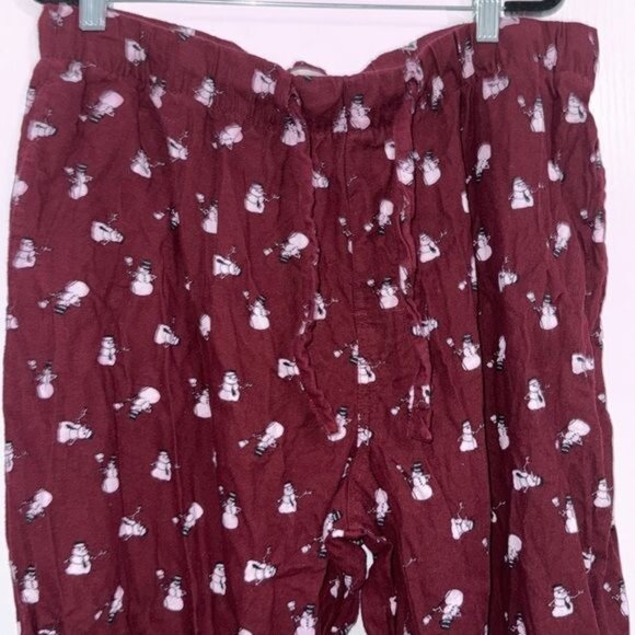 Old Navy Snowman Pattern Pajama Pants X-Large 100% Cotton Red Winter - Picture 6 of 8